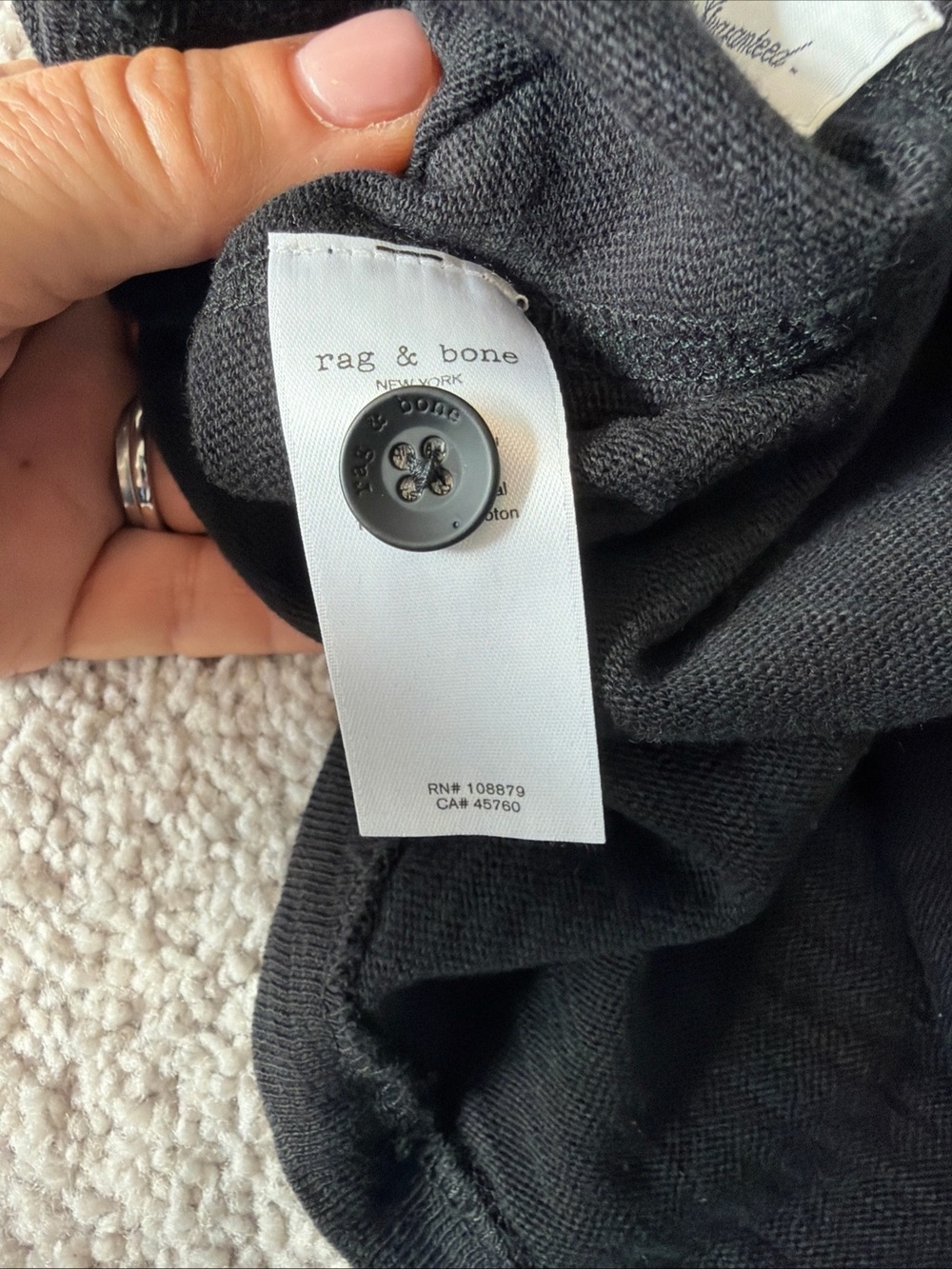 Rag & Bone Henley Short Sleeve T-Shirt Black Solid Button Men’s Size XL - Picture 7 of 8